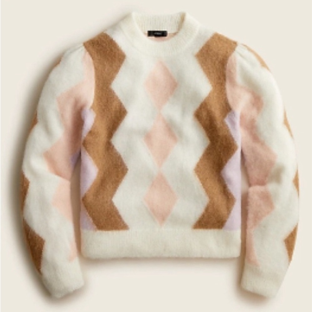 J.Crew Alpaca Wool Blend fuzzy sweater in Ice Cream colors!